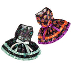 Pet Pumpkin Skull Bow Skirt | Premium Halloween Dog Costume