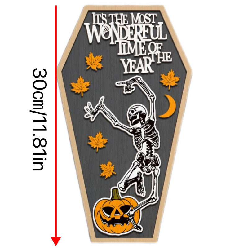 Wooden Skull Haunted House | Premium Halloween Desktop Decor