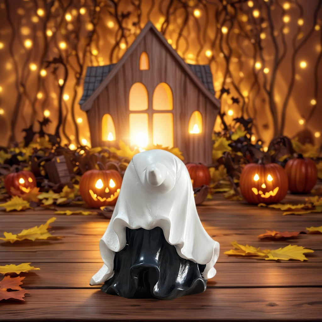 Ghost Pumpkin Resin Decoration | Premium Halloween Desk Decor