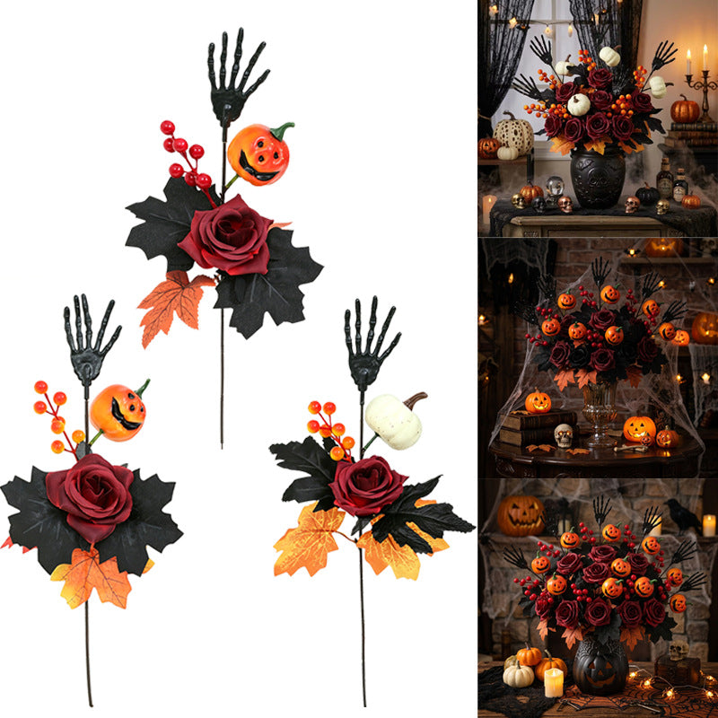 Black Pumpkin Branch Bouquet | Premium Halloween Decor Stems