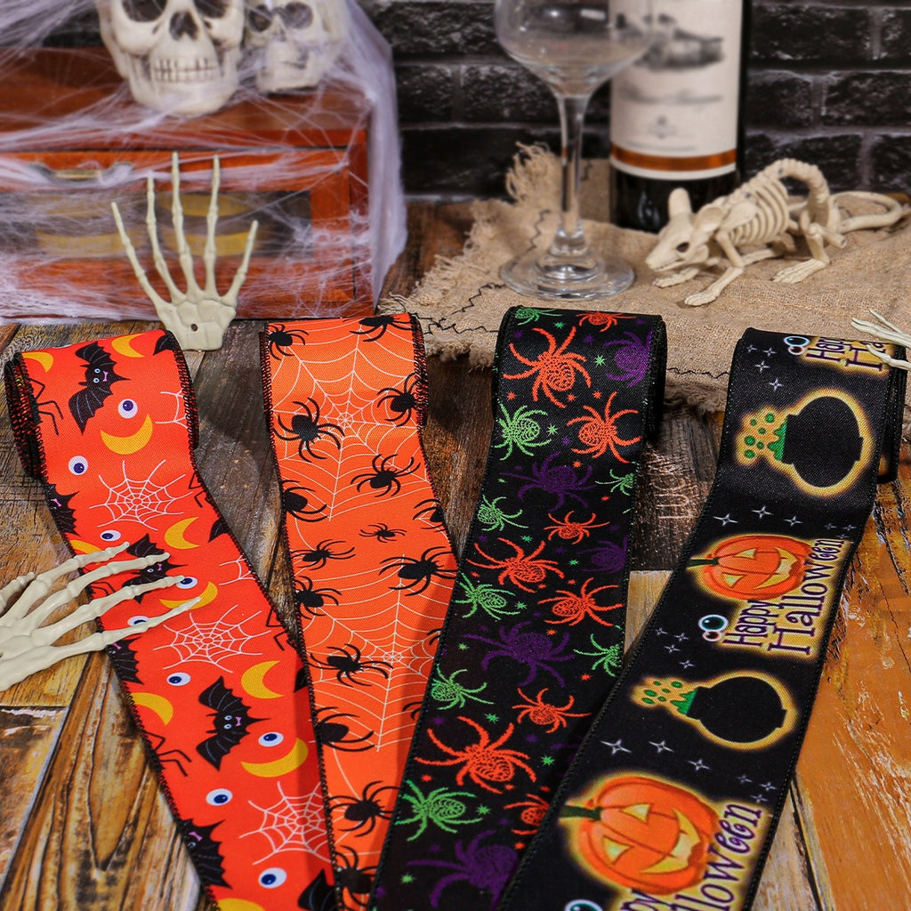 Spider Print Ribbon | Premium Halloween DIY Decor Ribbon