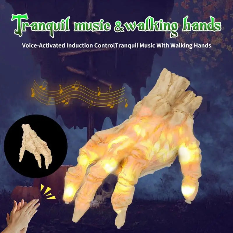 Electric Skeleton Hand Prop | Premium Halloween Sound & Light Decor