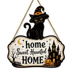 Wooden Black Cat Door Sign | Premium Halloween Farmhouse Decor