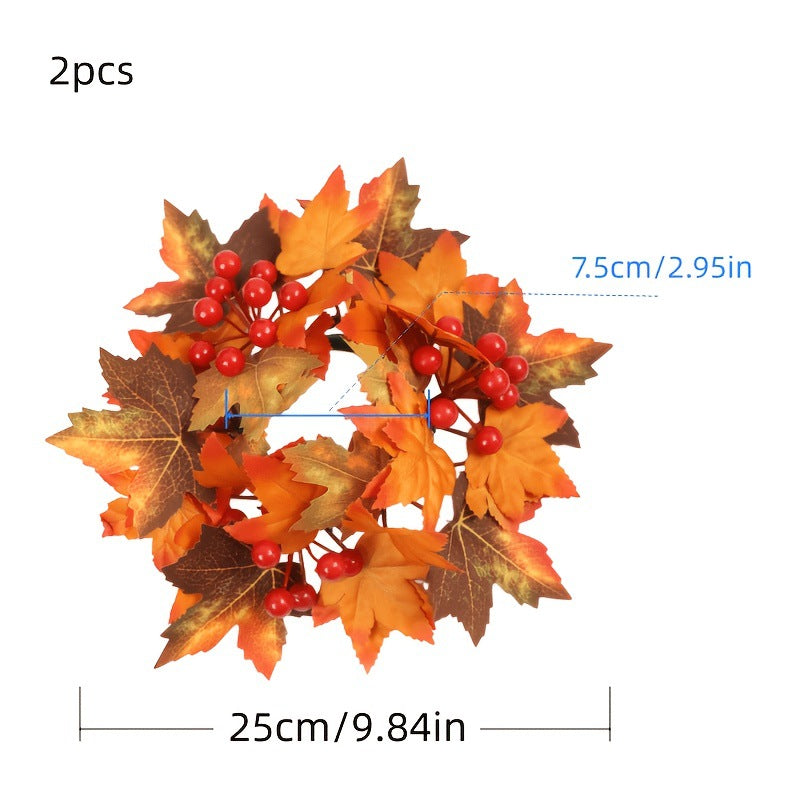 Faux Berry & Maple Leaf Wreath | Premium Autumn Harvest Decor
