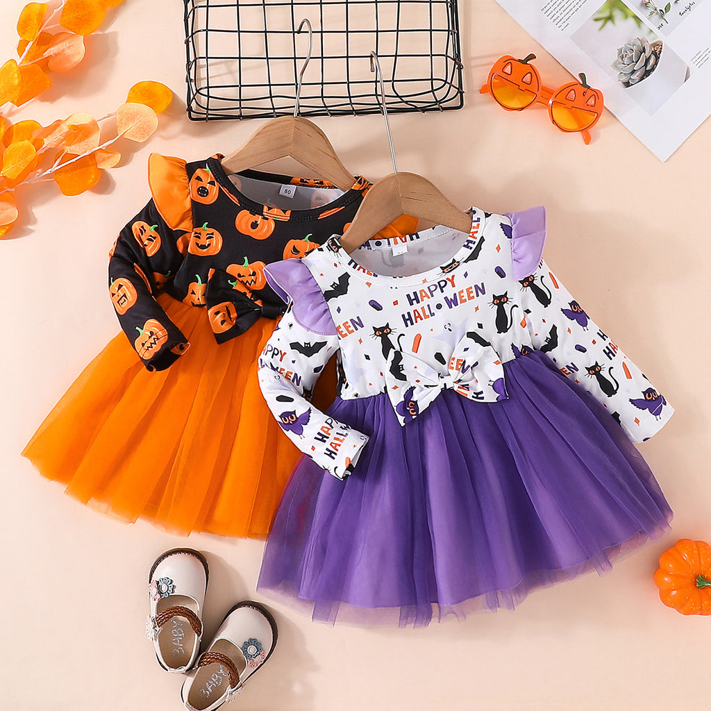 Girls' Pumpkin Princess Dress | Premium Halloween Tulle Costume