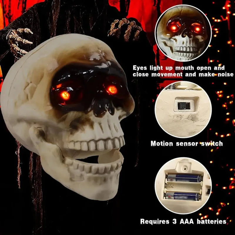 Motion Sensor Skull Heads | Premium Halloween Sound & Light Prop