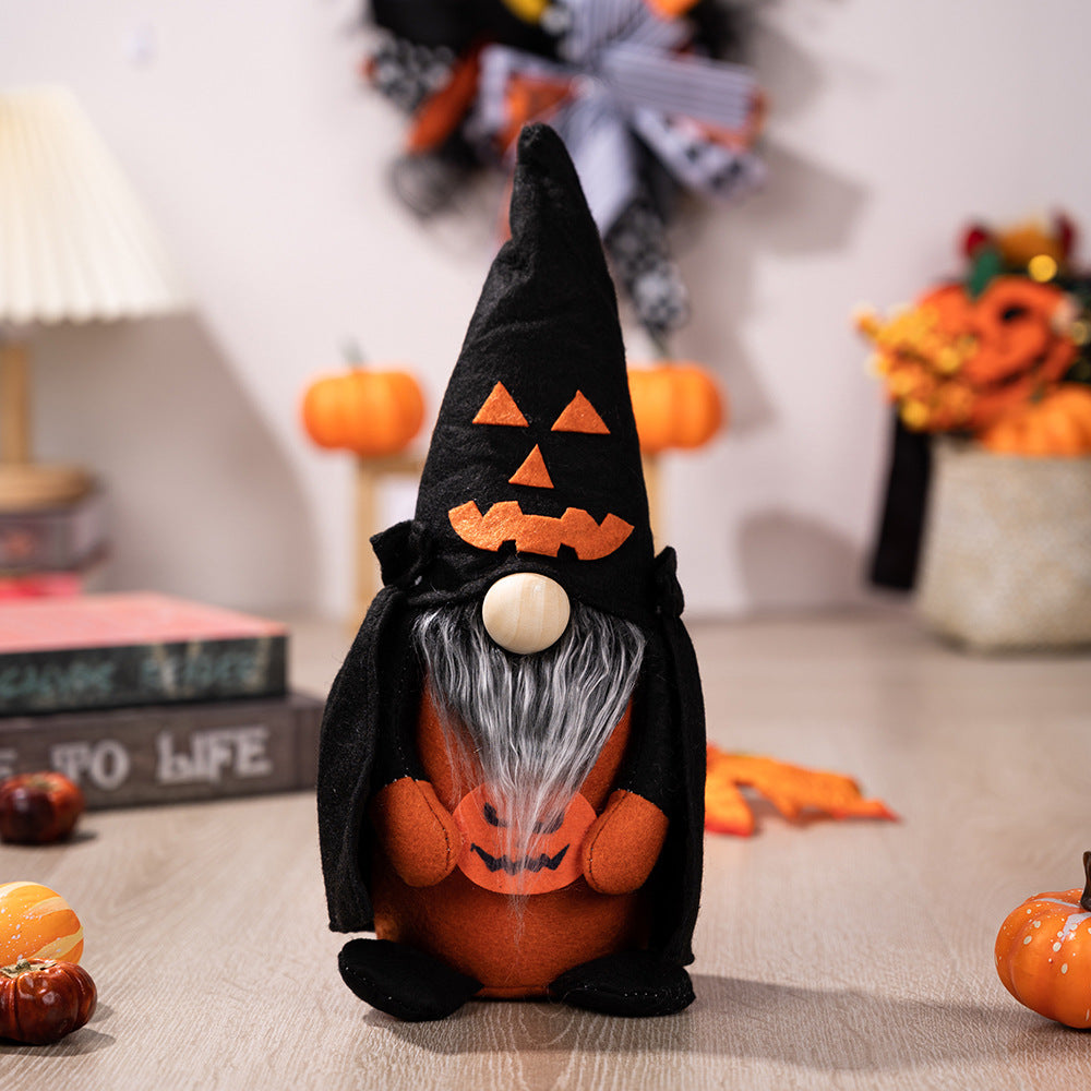 Witch Dwarf Ornament | Premium Halloween Pumpkin Broom Decor