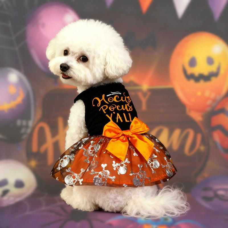 Pet Skull Print Dress | Premium Halloween Costume for Dogs & Cats