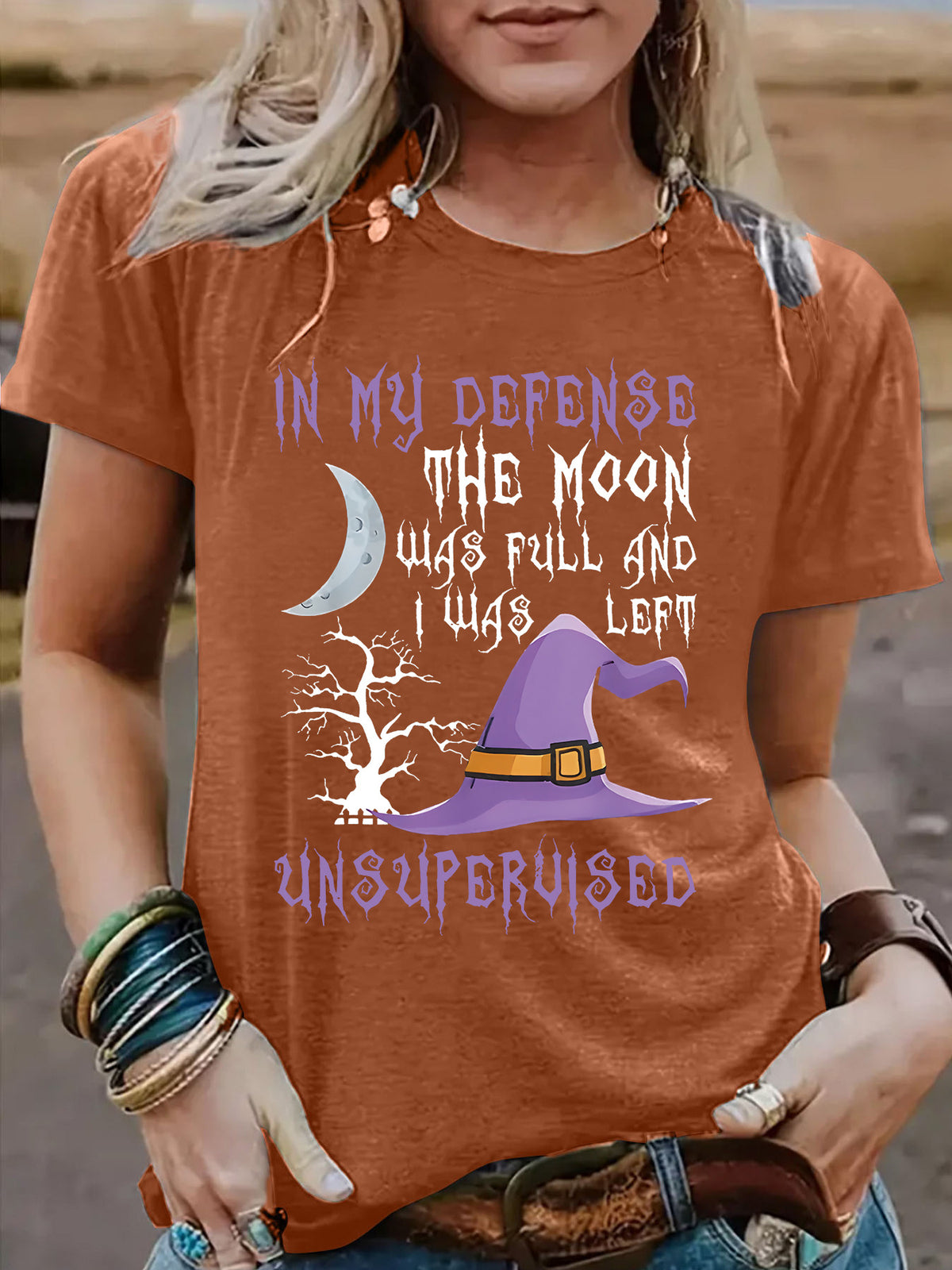 Witch Pattern Graphic Tee | Premium Halloween Short Sleeve