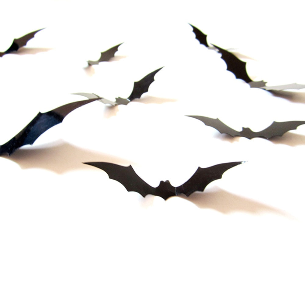 3D Bat Wall Decals, 12pc | Premium Halloween Wall Decor