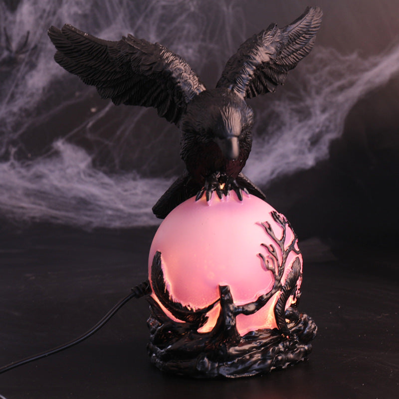 Resin Crow Night Light | Premium Halloween Table Lamp