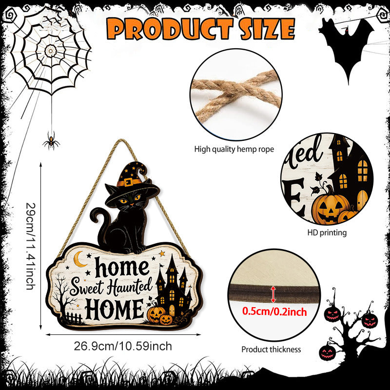 Farmhouse Black Cat Plaque | Premium Halloween Wall Decor