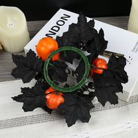 Faux Pumpkin Maple Leaf Wreath | Premium Halloween Candle Decor