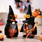 Witch Dwarf Ornament | Premium Halloween Pumpkin Broom Decor