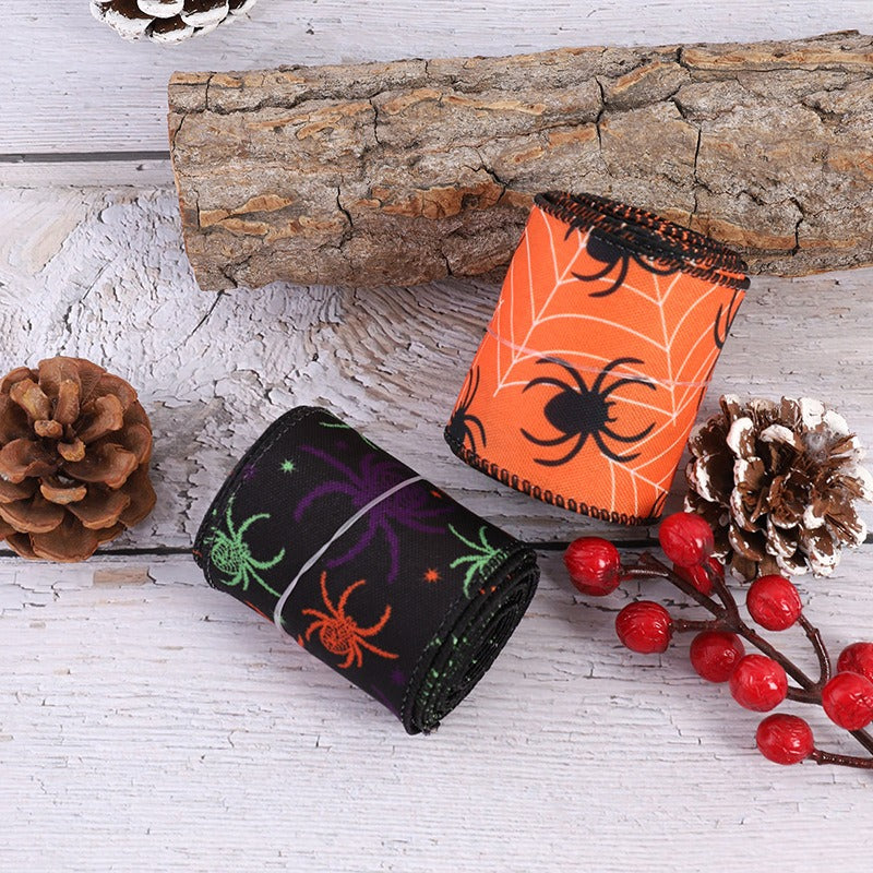 Spider Print Decor Ribbon | Premium Halloween DIY Craft Ribbon