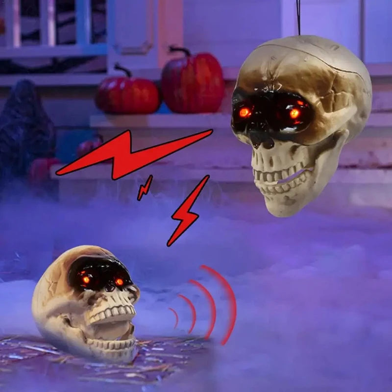 Motion Sensor Skull Heads | Premium Halloween Sound & Light Prop