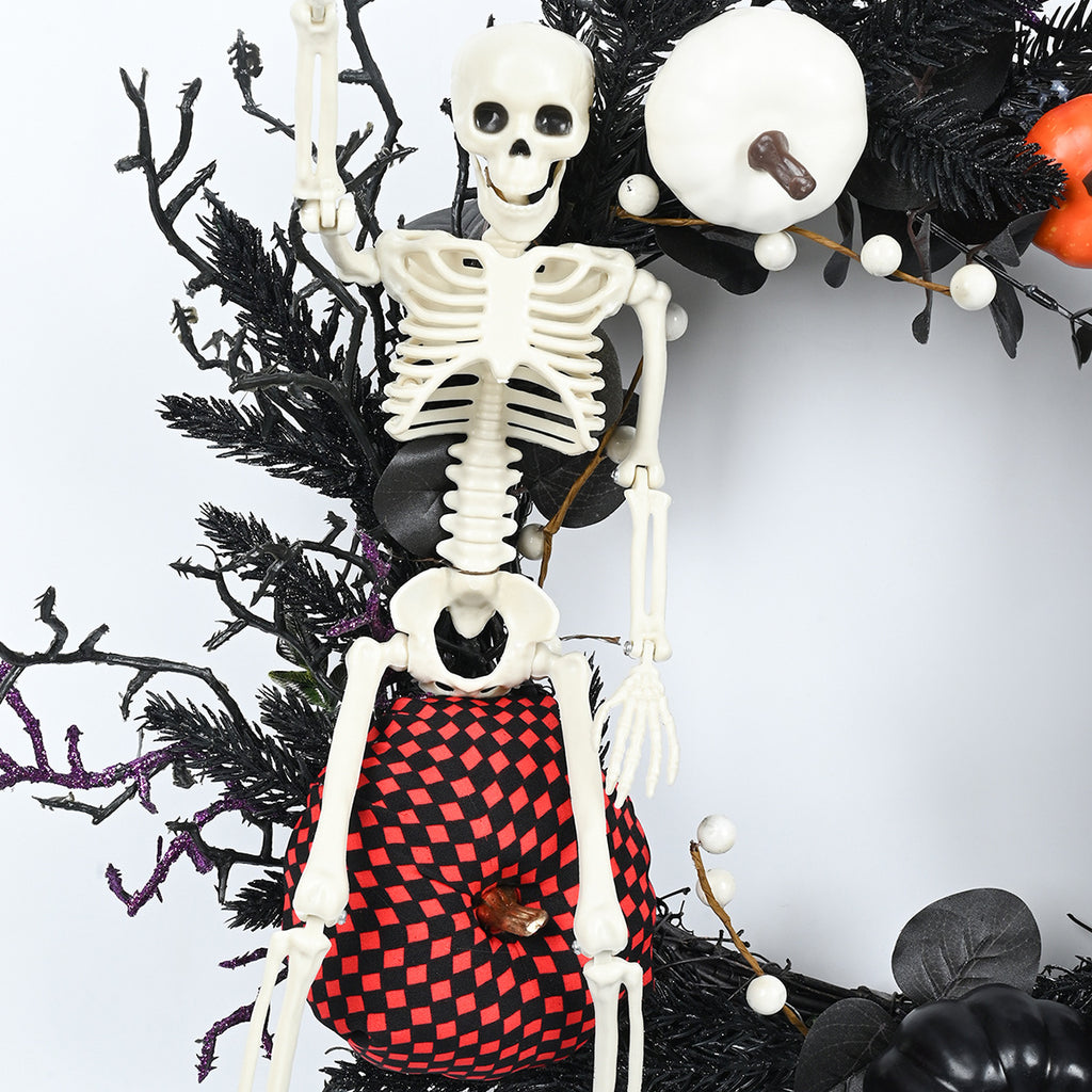 Dry Branch Pumpkin Skull Wreath | Premium Halloween Door Decor