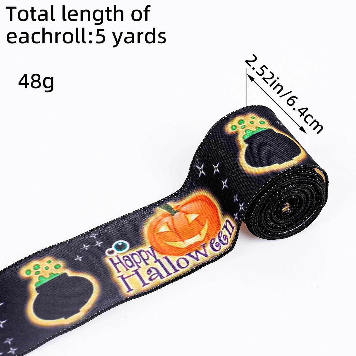 Spider Print Ribbon | Premium Halloween DIY Decor Ribbon
