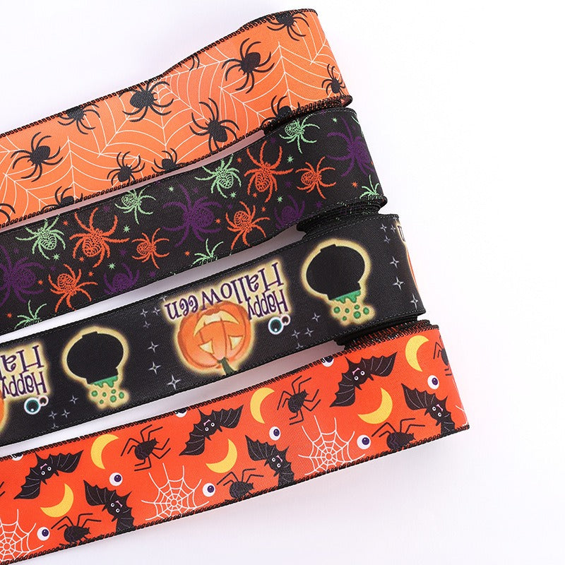 Spider Print Decor Ribbon | Premium Halloween DIY Craft Ribbon