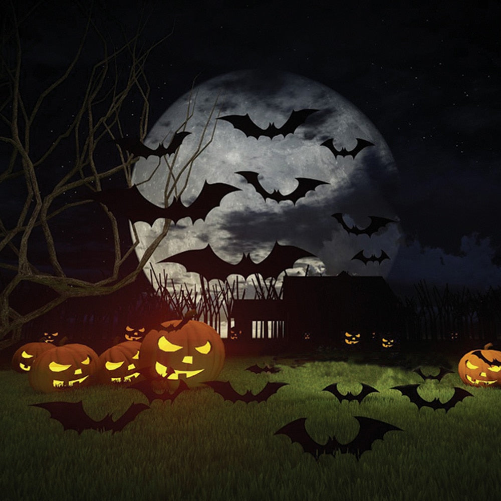 3D Bat Wall Decals, 12pc | Premium Halloween Wall Decor