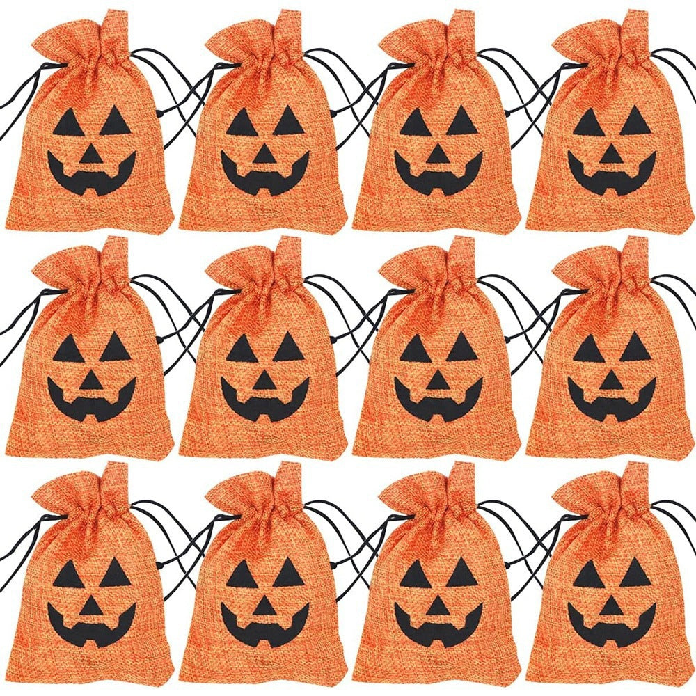 Burlap Candy Pouch Set | Premium Halloween Gift Bags, 5pc