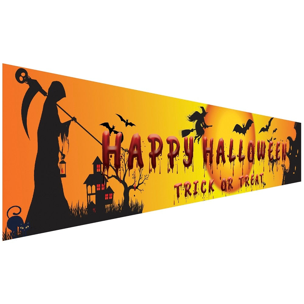 Halloween Backdrop Banner | Premium Bloody Bat & Pumpkin Decor, 250x48cm