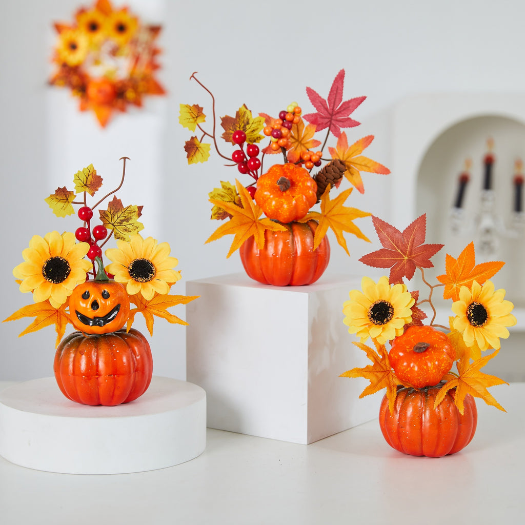 Maple Leaf Pumpkin Decor | Premium Autumn Harvest Accent