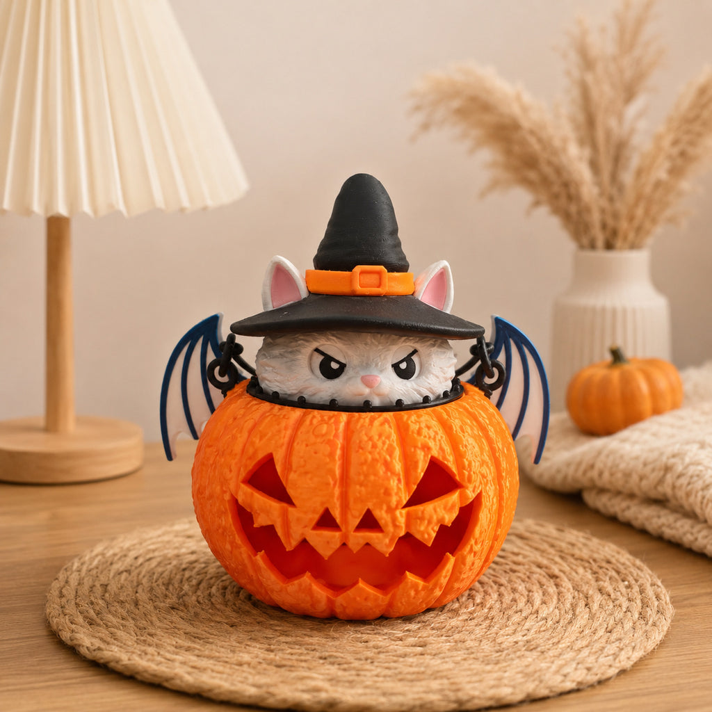 Cat Pumpkin Desk Lamp | Premium Halloween LED Decor
