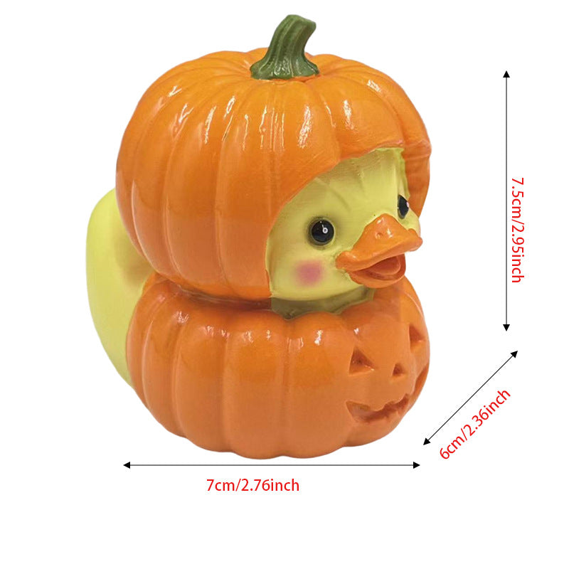 Pumpkin Duck Figurine | Premium Halloween Desk Decor