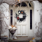 Dry Branch Pumpkin Skull Wreath | Premium Halloween Door Decor