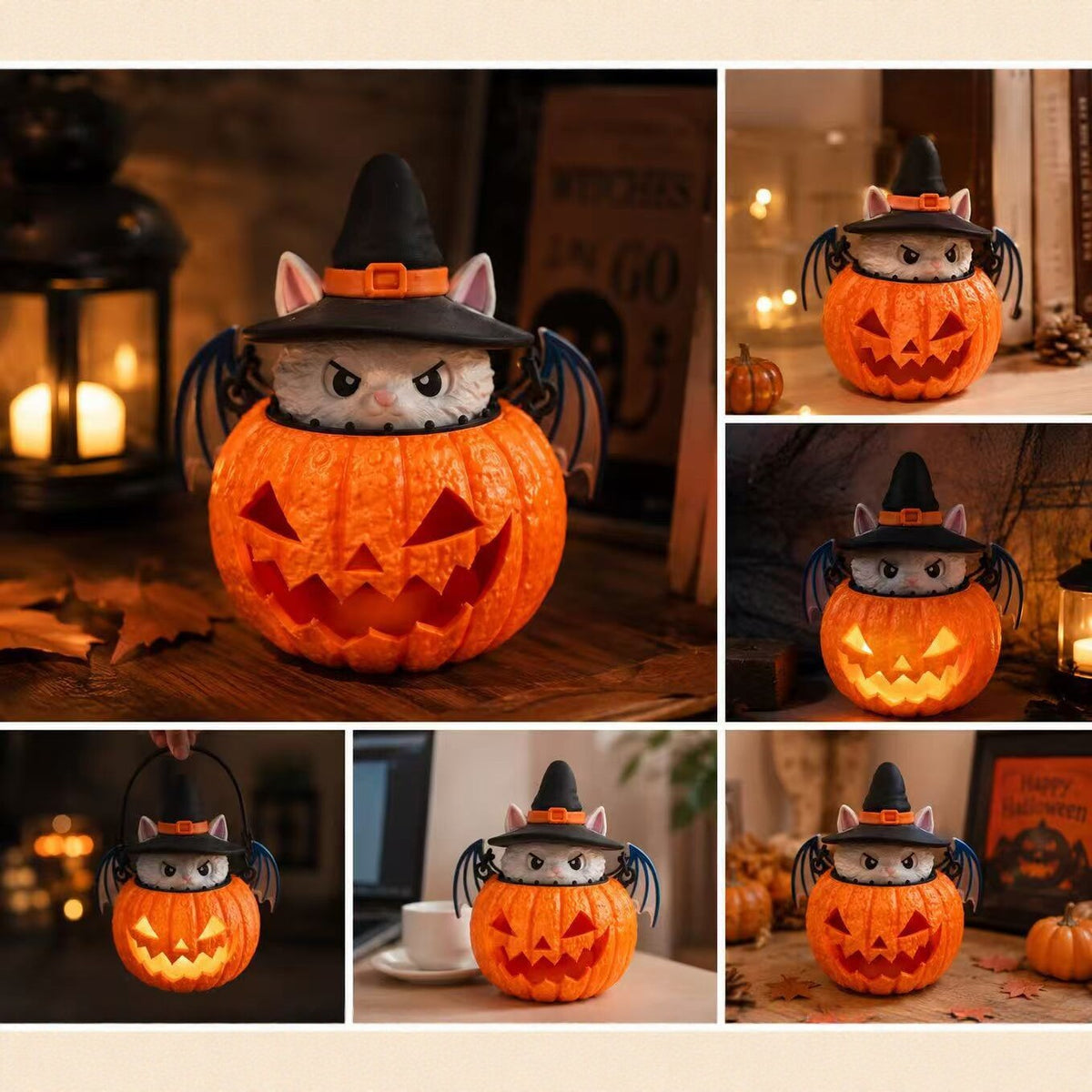 Cat Pumpkin Desk Lamp | Premium Halloween LED Decor