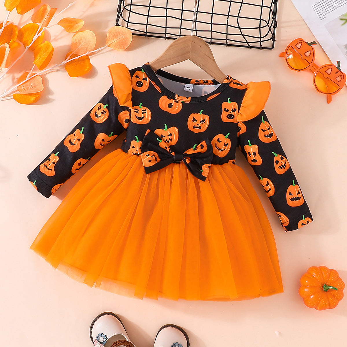 Girls' Pumpkin Princess Dress | Premium Halloween Tulle Costume