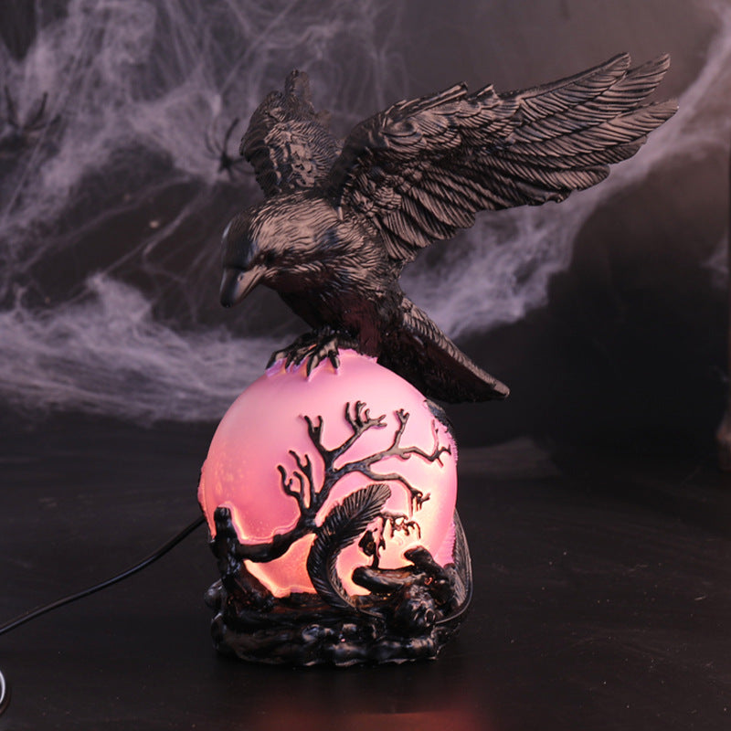 Resin Crow Night Light | Premium Halloween Table Lamp