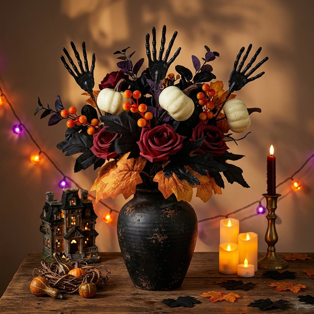 Black Pumpkin Branch Bouquet | Premium Halloween Decor Stems