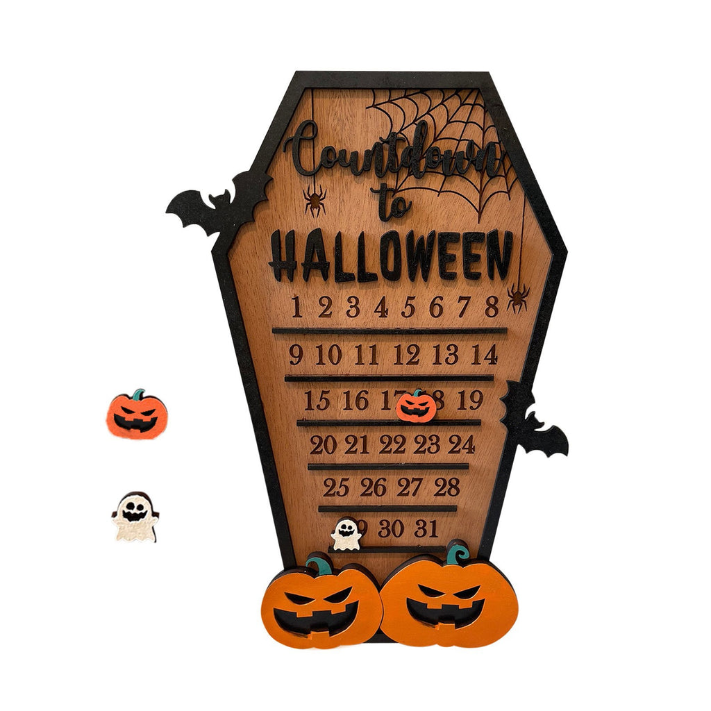 Wooden Halloween Countdown Calendar | Premium Pumpkin & Bat Decor