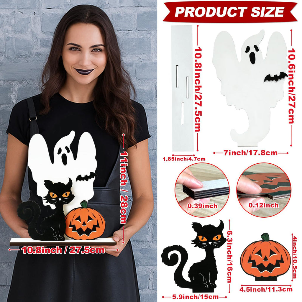 Wooden Ghost Hanging Ornament | Premium Halloween Craft Decor