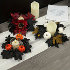Faux Pumpkin Maple Leaf Wreath | Premium Halloween Candle Decor