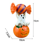 Candy Ghost Pumpkin Figurine | Premium Halloween Resin Decor
