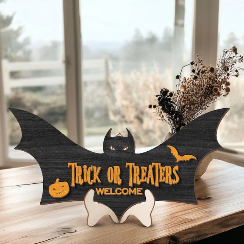 Wooden Silhouette Desk Sign | Premium Halloween Decor