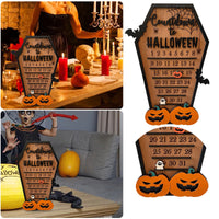 Wooden Halloween Countdown Calendar | Premium Pumpkin & Bat Decor