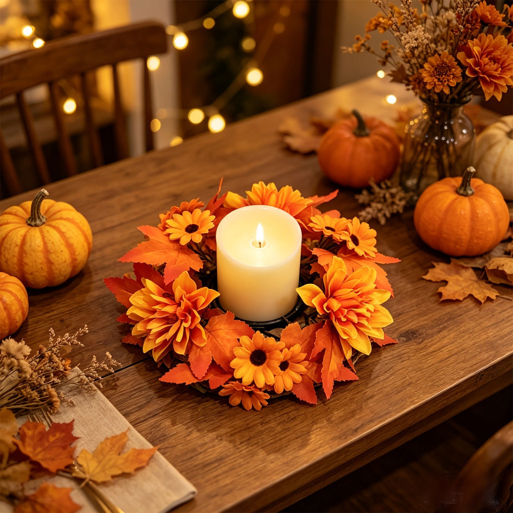 Sunflower & Maple Leaf Wreath | Premium Autumn Harvest Centerpiece