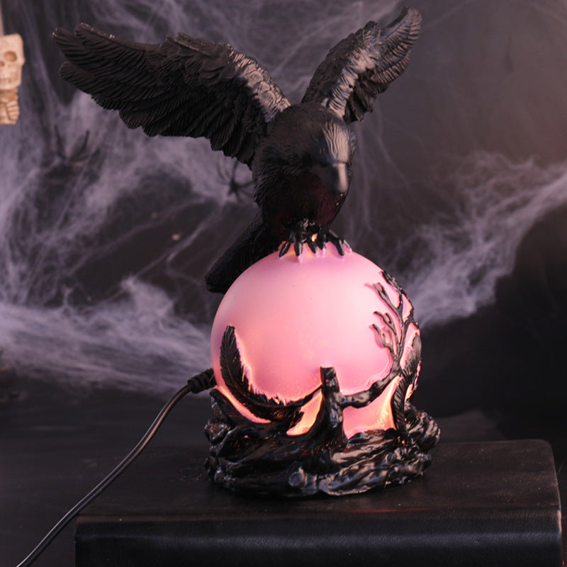 Resin Crow Night Light | Premium Halloween Table Lamp