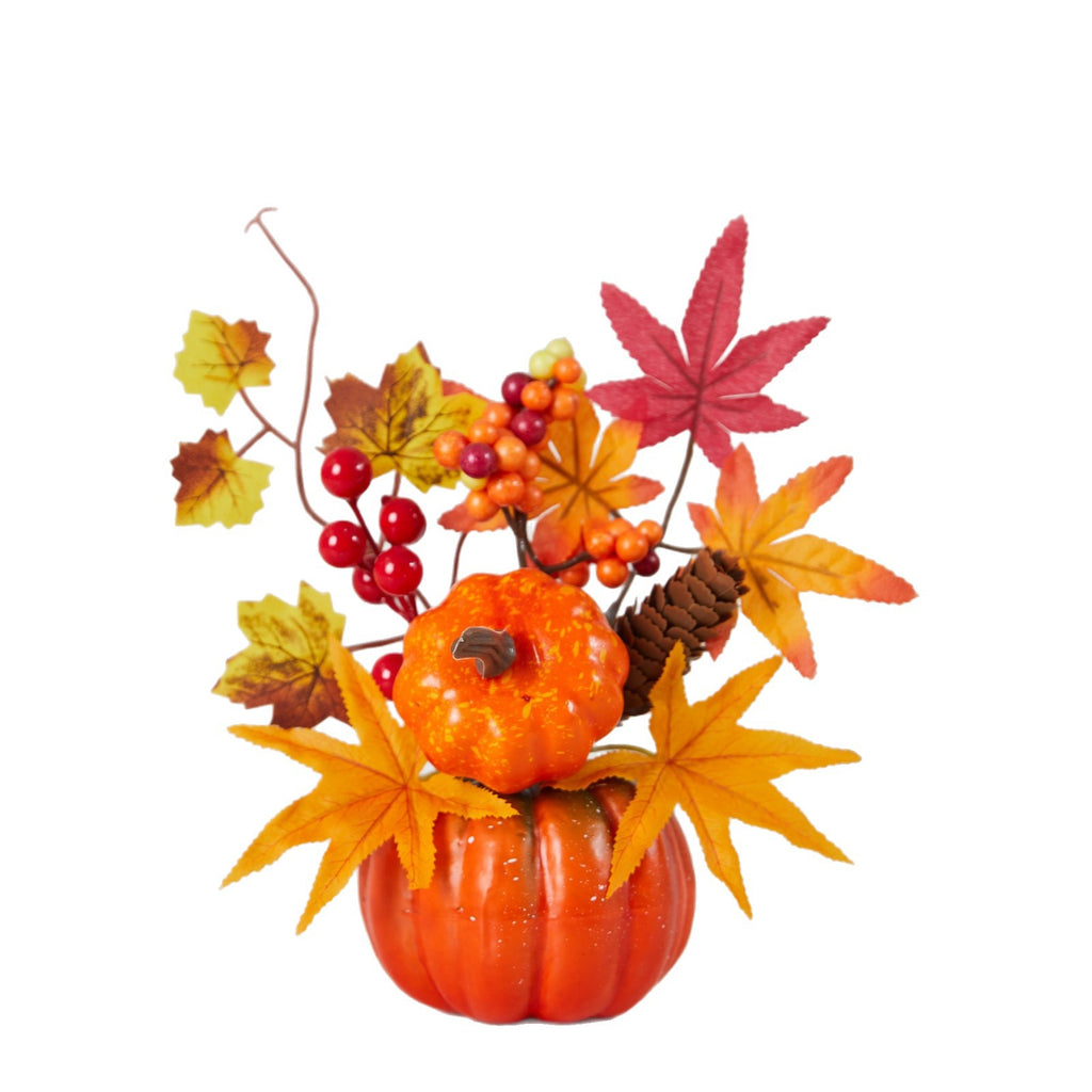 Maple Leaf Pumpkin Decor | Premium Autumn Harvest Accent