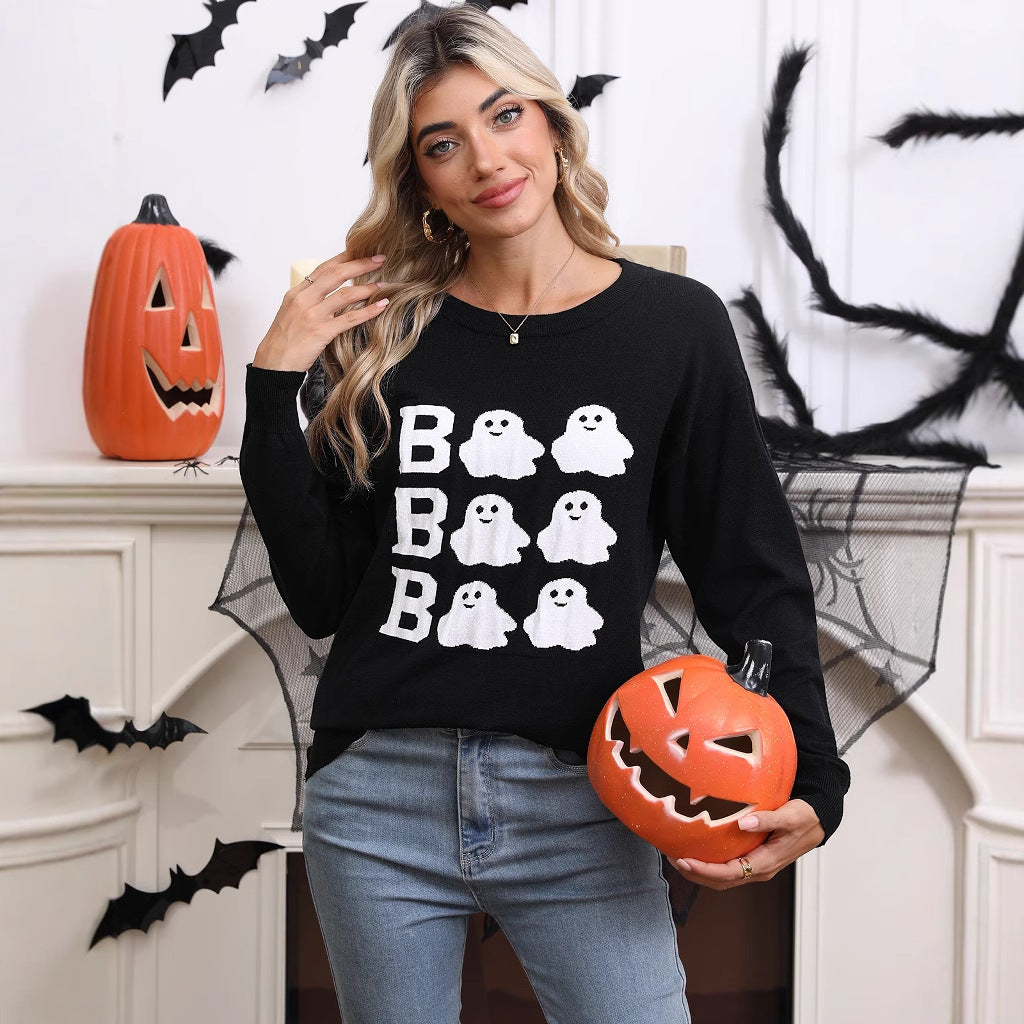 Embroidered Halloween Top | Premium Long Sleeve Round Neck Shirt