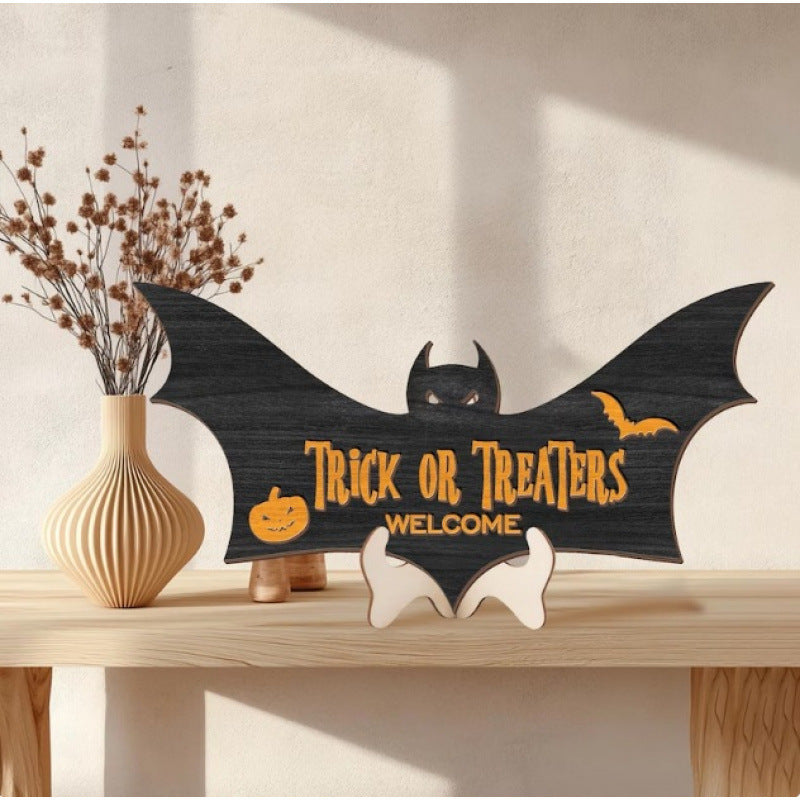 Wooden Silhouette Desk Sign | Premium Halloween Decor