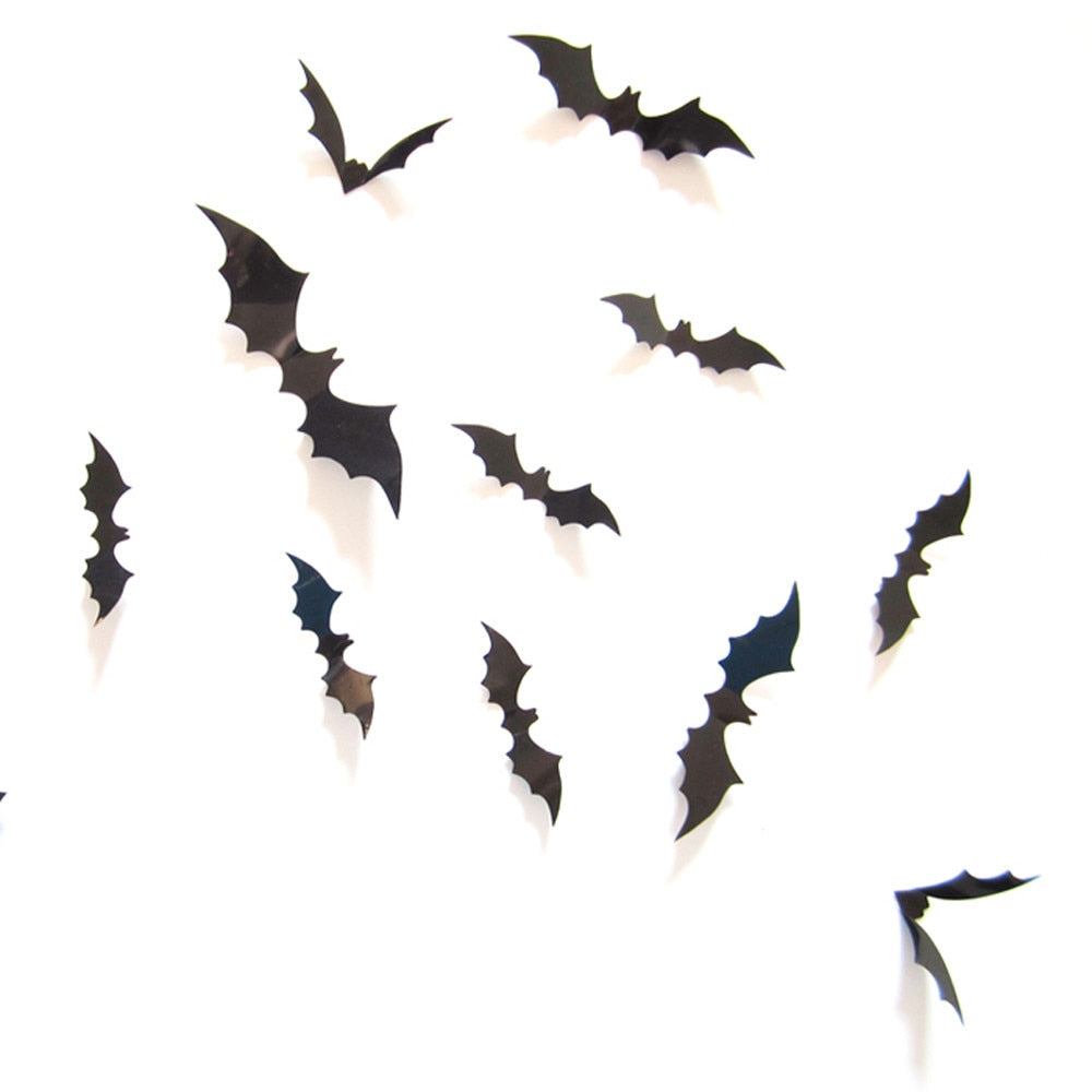 3D Bat Wall Decals, 12pc | Premium Halloween Wall Decor