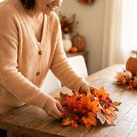 Faux Berry & Maple Leaf Wreath | Premium Autumn Harvest Decor