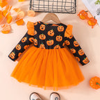 Girls' Pumpkin Princess Dress | Premium Halloween Tulle Costume