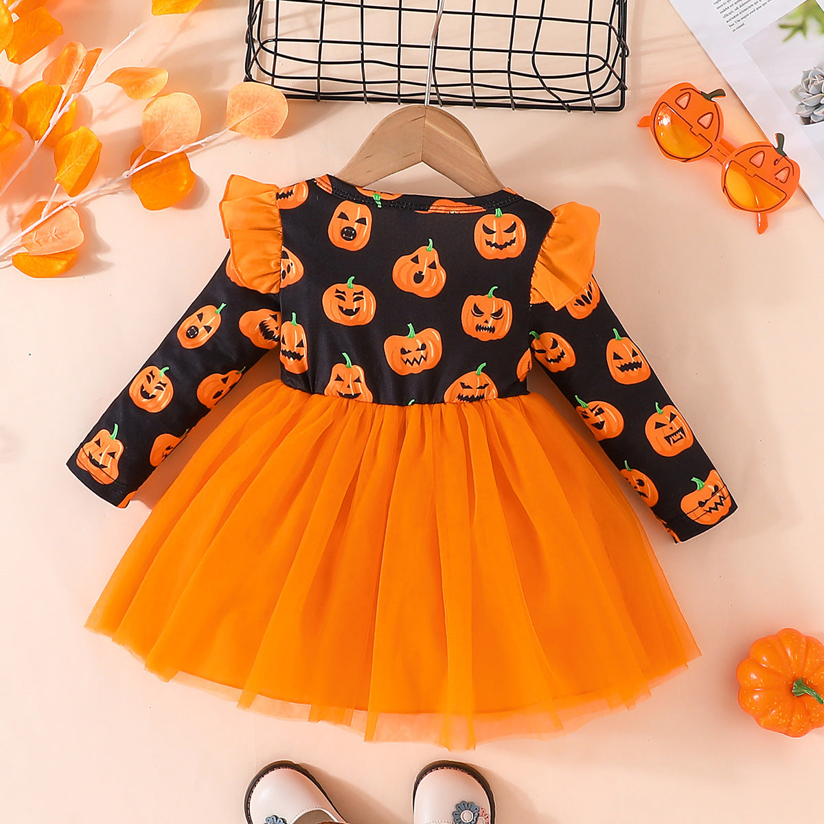 Girls' Pumpkin Princess Dress | Premium Halloween Tulle Costume