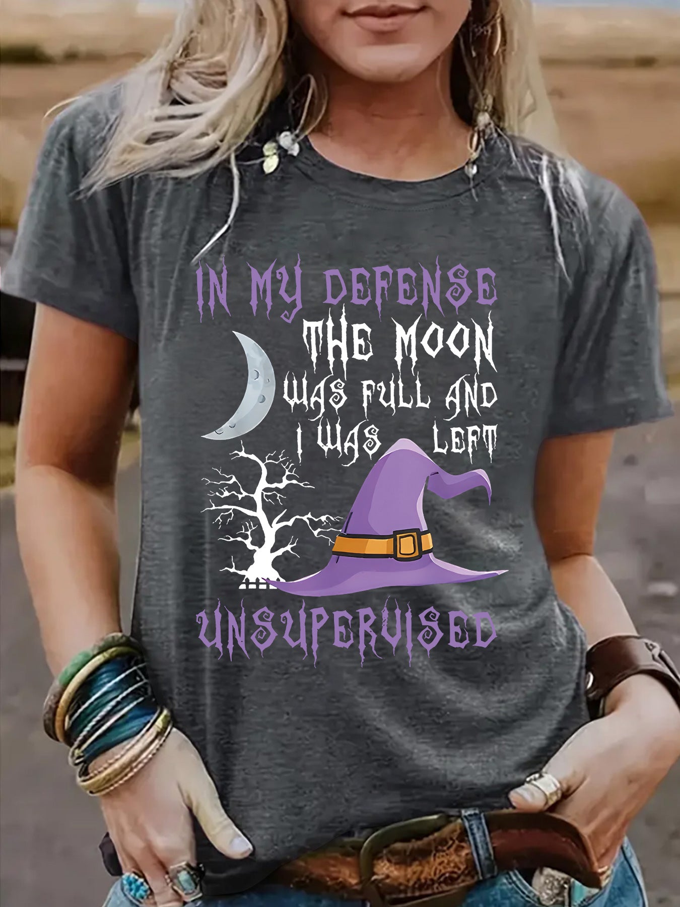 Witch Pattern Graphic Tee | Premium Halloween Short Sleeve